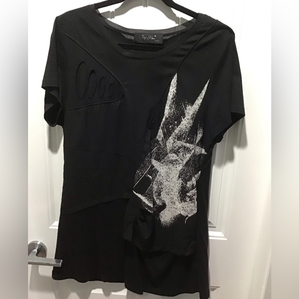 Joy New black unique tunic top size medium